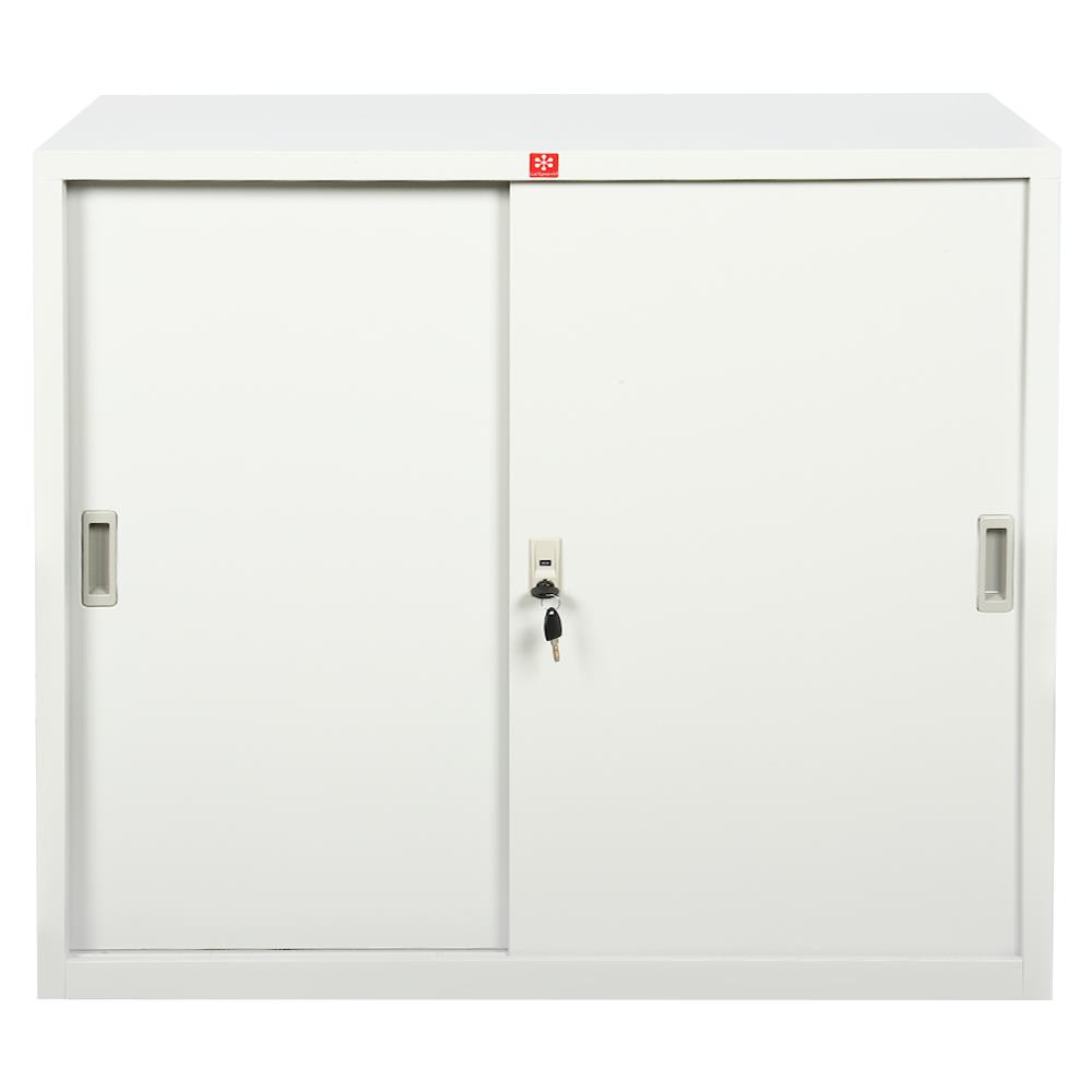 ตู้เหล็กบานเลื่อนทึบ LUCKY WORLD KSS-120-TG สีเทาทราย