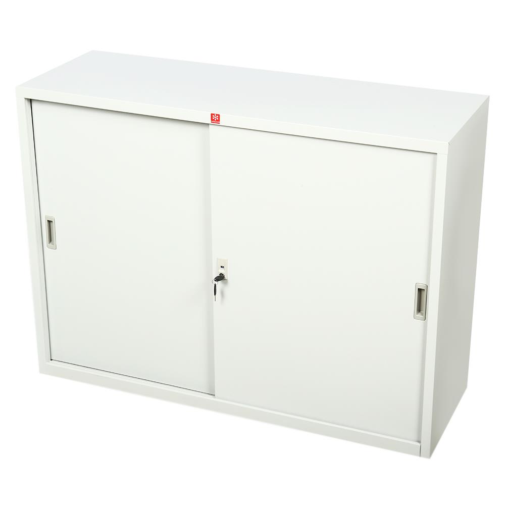 ตู้เหล็กบานเลื่อนทึบ LUCKY WORLD KSS-120-TG สีเทาทราย