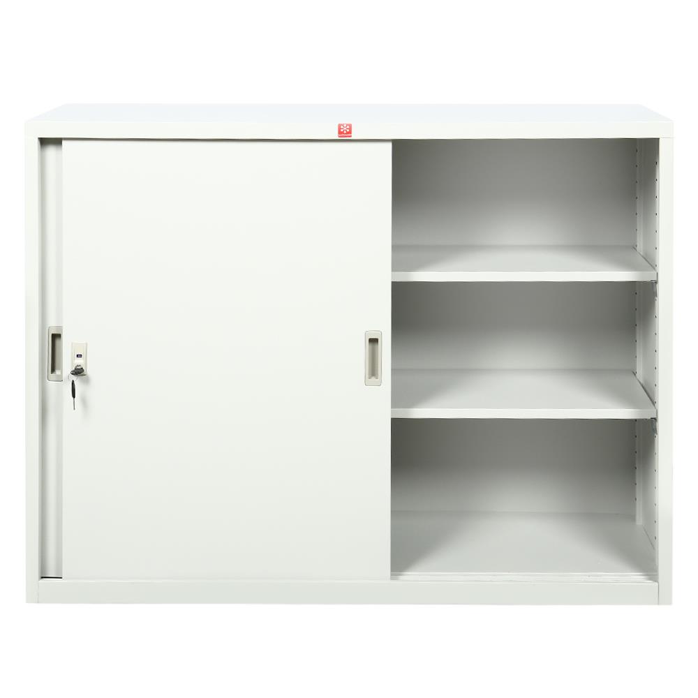 ตู้เหล็กบานเลื่อนทึบ LUCKY WORLD KSS-120-TG สีเทาทราย