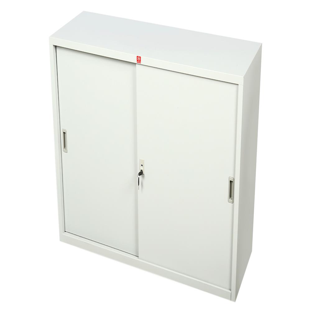ตู้เหล็กบานเลื่อนทึบ LUCKY WORLD KSS-90-TG สีเทาทราย