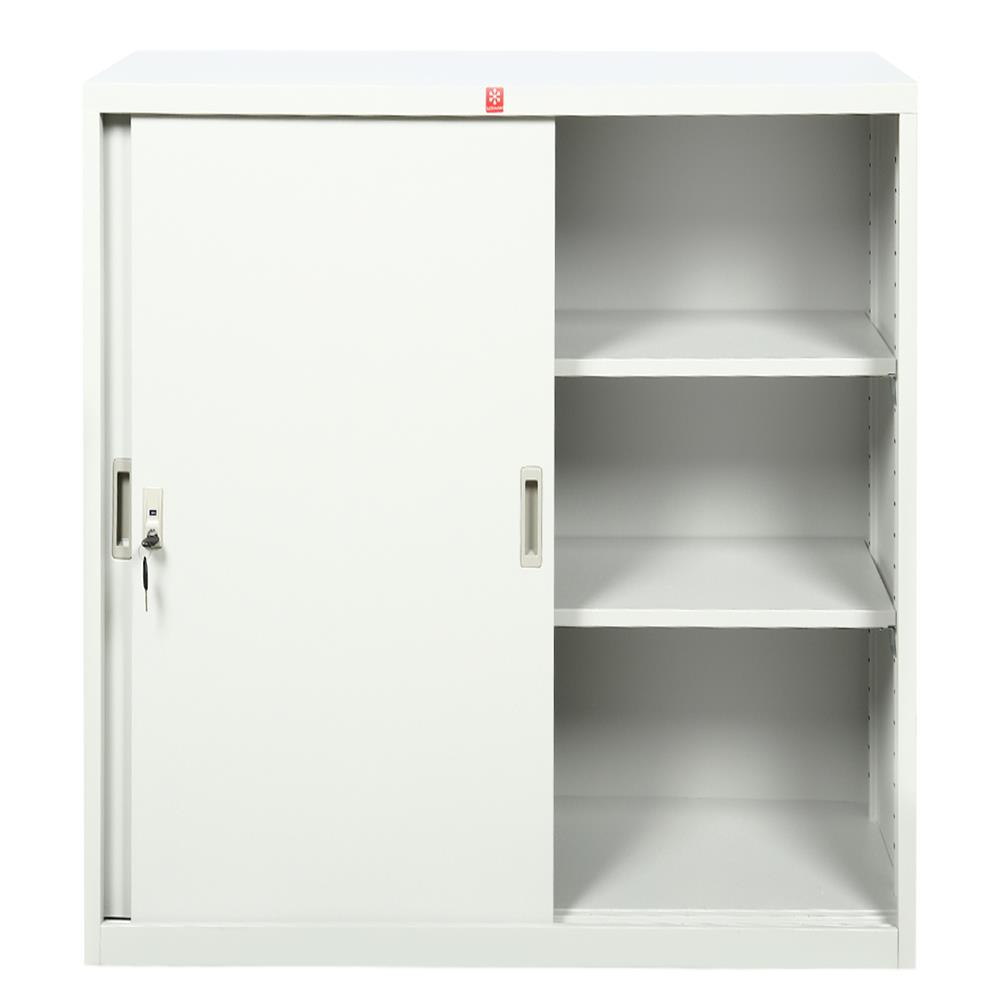 ตู้เหล็กบานเลื่อนทึบ LUCKY WORLD KSS-90-TG สีเทาทราย