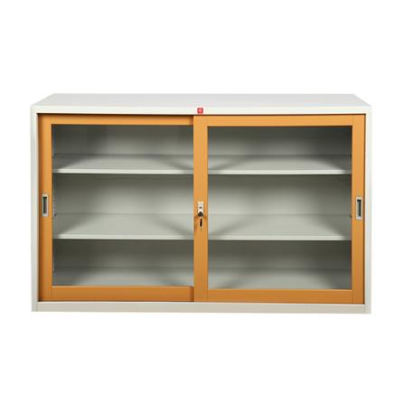 ตู้เหล็กบานเลื่อนกระจก LUCKY WORLD KSG-150-EG สีน้ำตาล_1