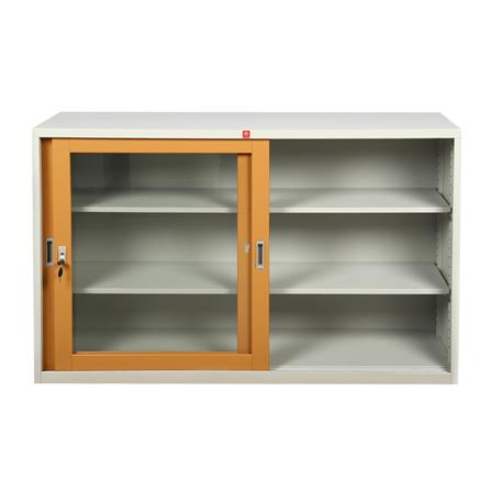 ตู้เหล็กบานเลื่อนกระจก LUCKY WORLD KSG-150-EG สีน้ำตาล_2