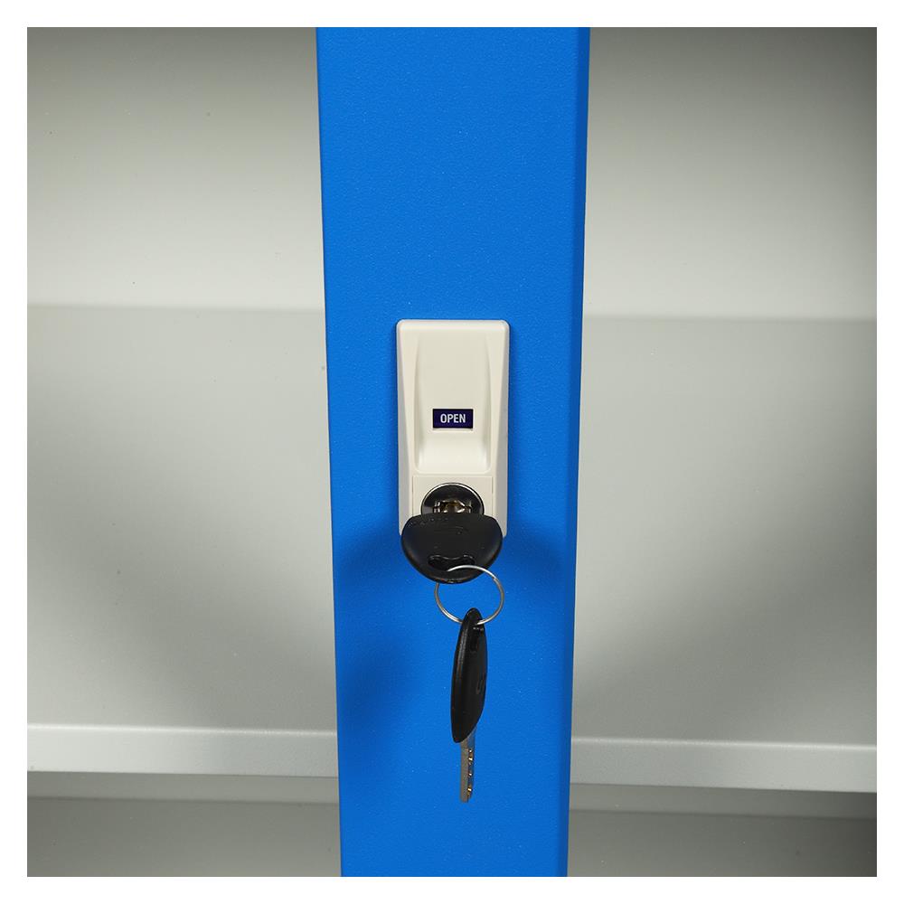 ตู้เหล็กบานเลื่อนกระจก LUCKY WORLD KSG-150-RG สีน้ำเงิน