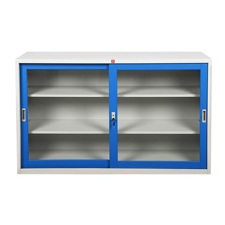 ตู้เหล็กบานเลื่อนกระจก LUCKY WORLD KSG-150-RG สีน้ำเงิน_1