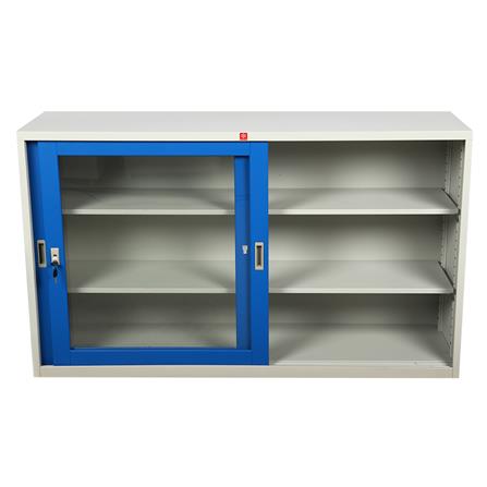 ตู้เหล็กบานเลื่อนกระจก LUCKY WORLD KSG-150-RG สีน้ำเงิน_2