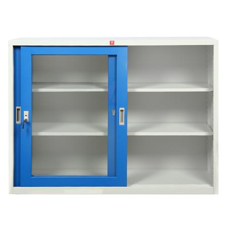 ตู้เหล็กบานเลื่อนกระจก LUCKY WORLD KSG-120-RG สีน้ำเงิน_2