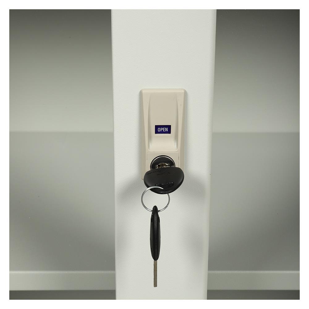 ตู้เหล็กบานเลื่อนกระจก LUCKY WORLD KSG-150-TG สีเทาทราย