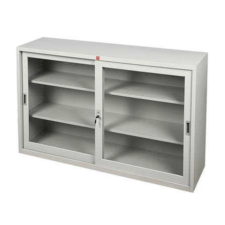 ตู้เหล็กบานเลื่อนกระจก LUCKY WORLD KSG-150-TG สีเทาทราย_0