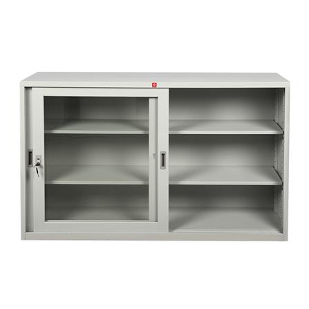 ตู้เหล็กบานเลื่อนกระจก LUCKY WORLD KSG-150-TG สีเทาทราย_2