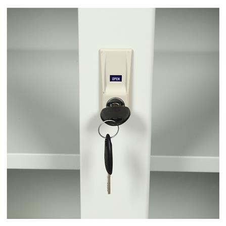 ตู้เหล็กบานเลื่อนกระจก LUCKY WORLD KSG-120-TG สีเทาทราย_3