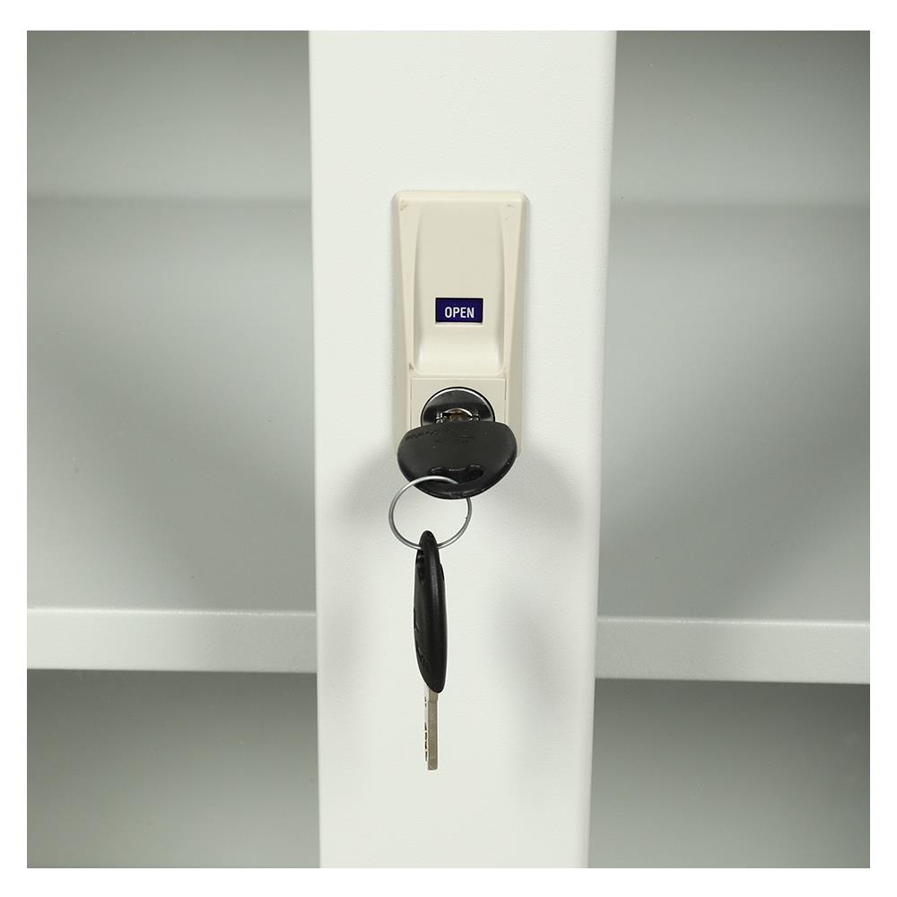 ตู้เหล็กบานเลื่อนกระจก LUCKY WORLD KSG-90-TG สีเทาทราย