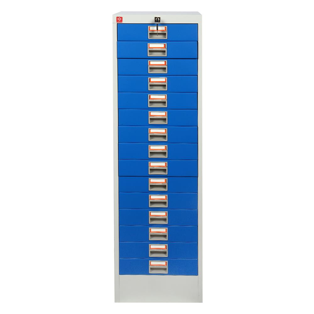ตู้ลิ้นชักเหล็ก 15 ลิ้นชัก LUCKY WORLD CDX-15-RG สีน้ำเงิน