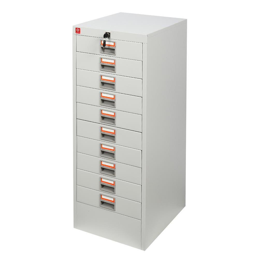 ตู้ลิ้นชักเหล็ก 10 ลิ้นชัก LUCKY WORLD CDX-10-TG สีเทาทราย