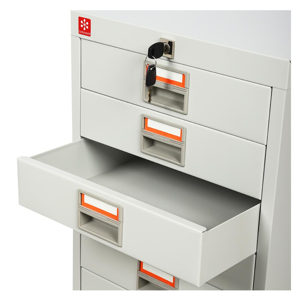 ตู้ลิ้นชักเหล็ก 10 ลิ้นชัก LUCKY WORLD CDX-10-TG สีเทาทราย