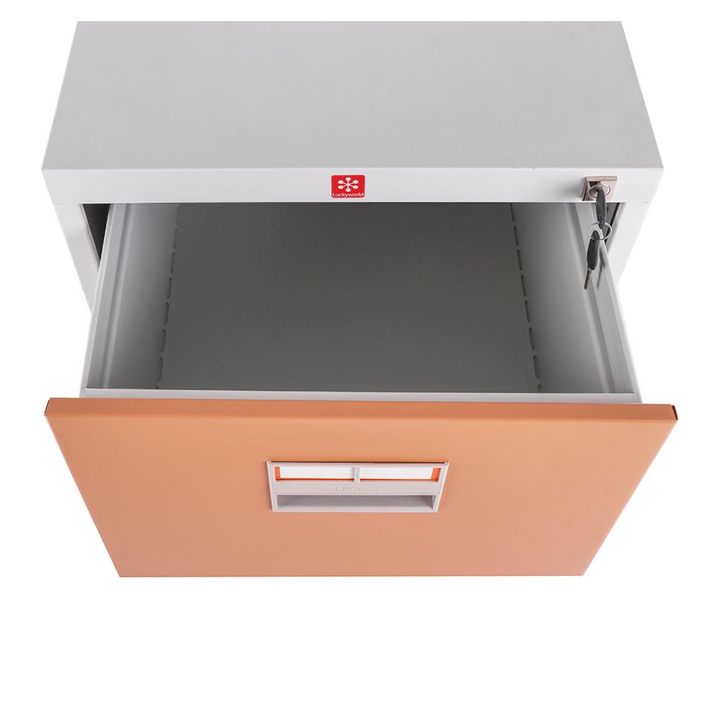 ตู้ลิ้นชักเหล็ก 2 ลิ้นชัก LUCKY WORLD KCDX-2-EG สีน้ำตาล