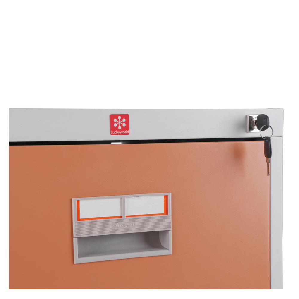 ตู้ลิ้นชักเหล็ก 2 ลิ้นชัก LUCKY WORLD KCDX-2-EG สีน้ำตาล