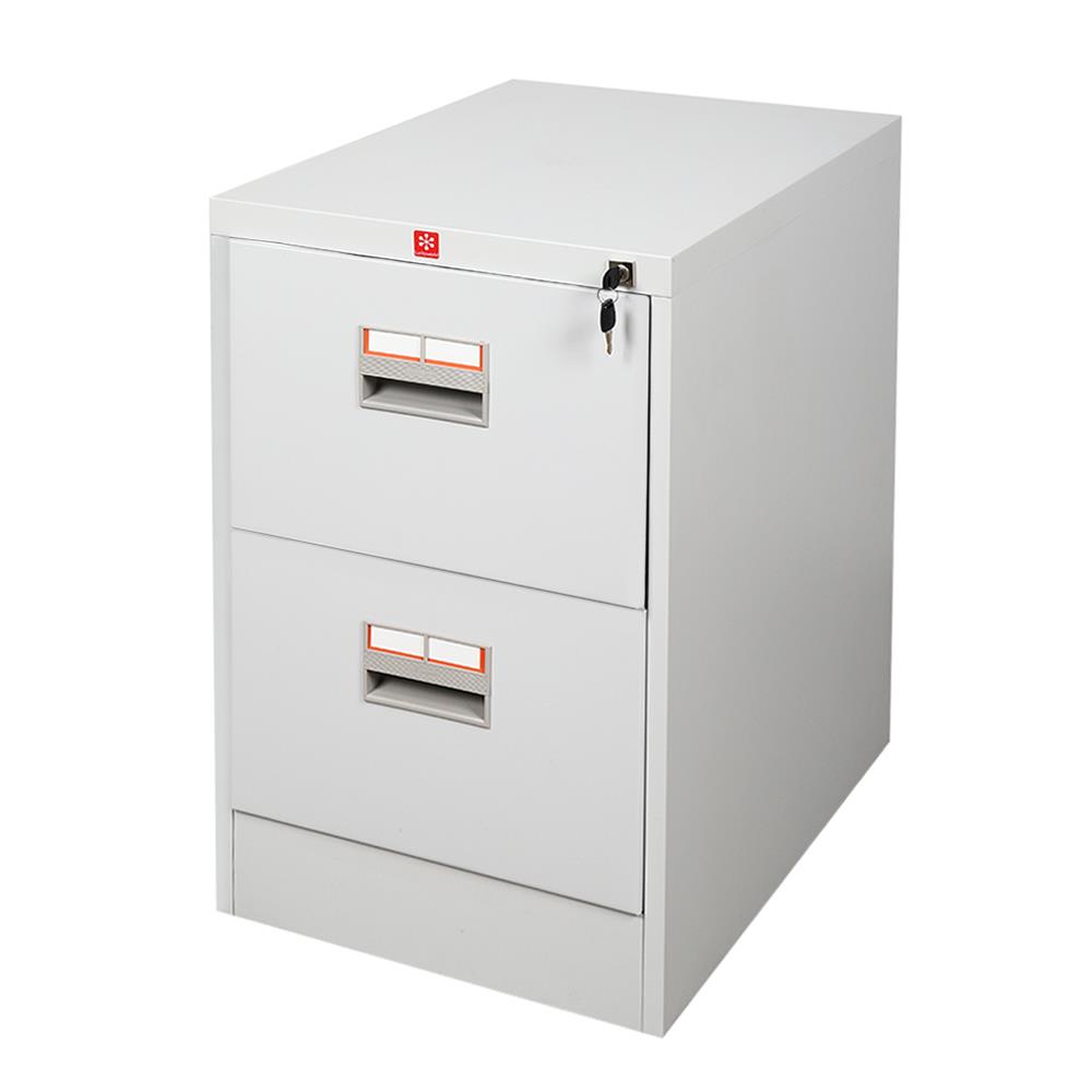 ตู้ลิ้นชักเหล็ก 2 ลิ้นชัก LUCKY WORLD KCDX-2-TG สีเทาทราย