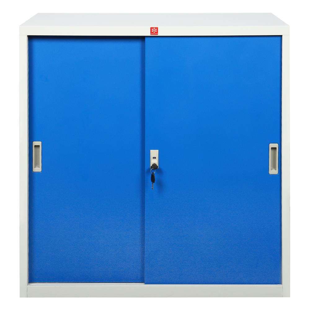 ตู้เหล็กบานเลื่อนทึบ LUCKY WORLD KSS-90-RG สีน้ำเงิน