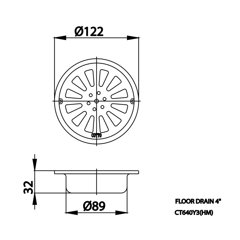 ตะแกรงกันกลิ่นกลม COTTO CT640Y3(HM) 4.8 นิ้ว