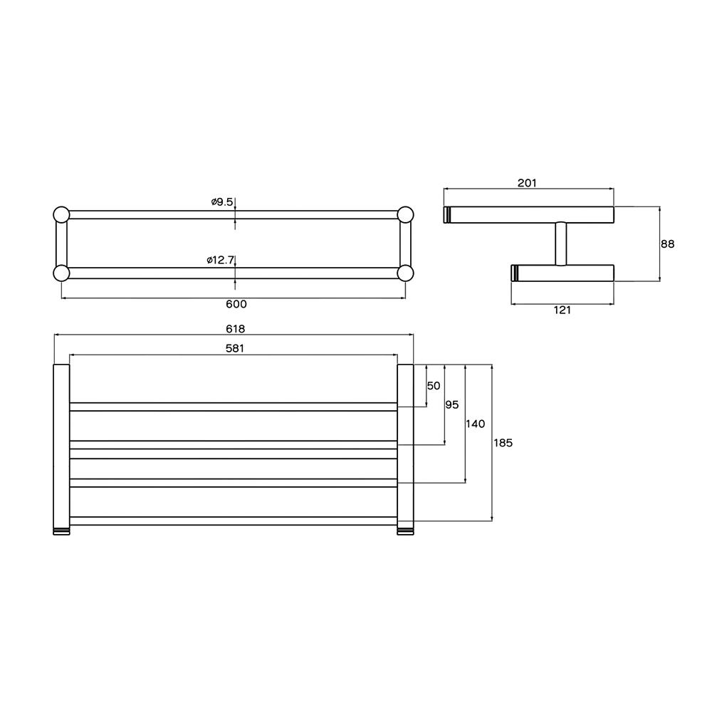 ชั้นวางพร้อมราว WS ZS-5013 60 ซม. สเตนเลส