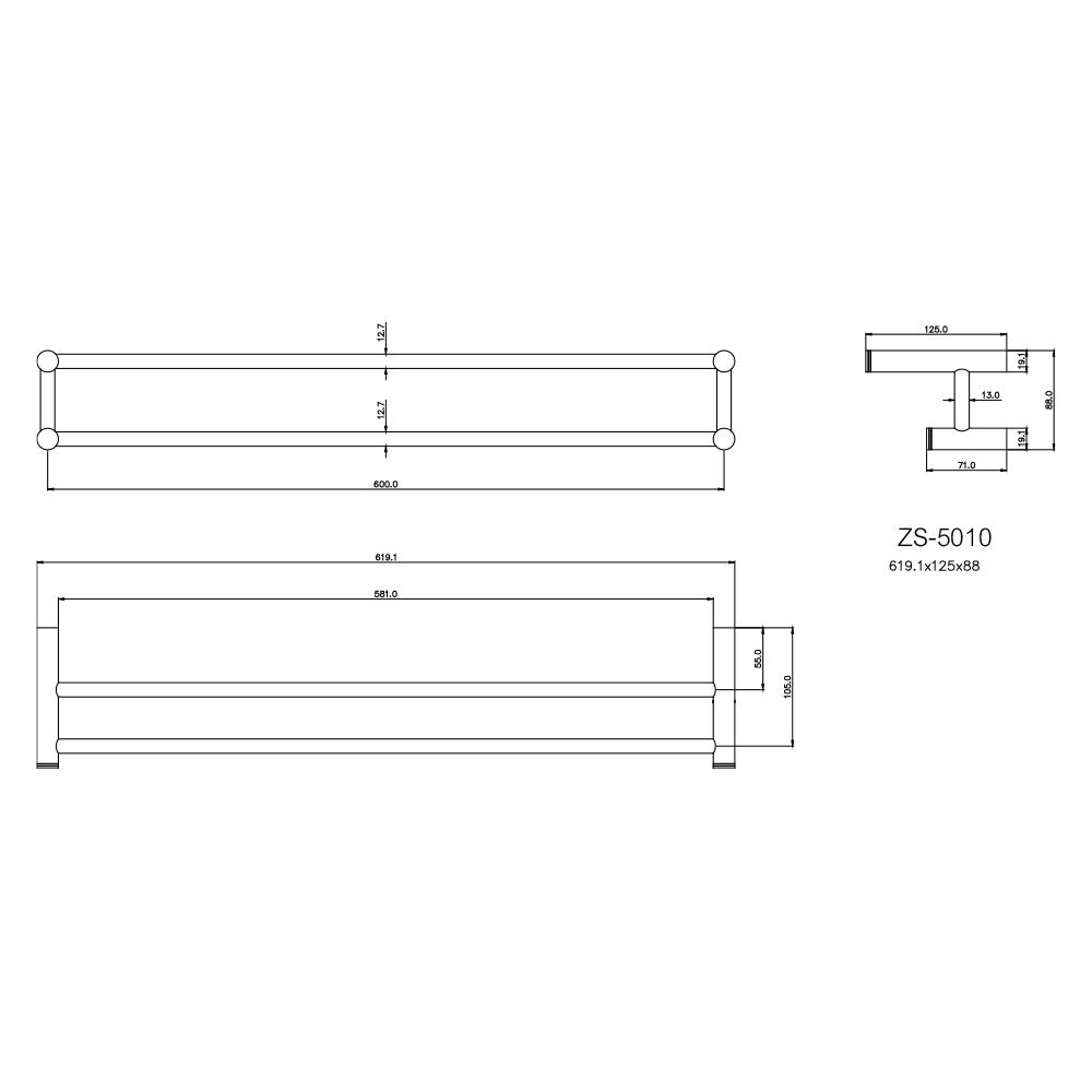 ราวแขวนผ้าคู่ WS ZS-5010 60 ซม. สเตนเลส