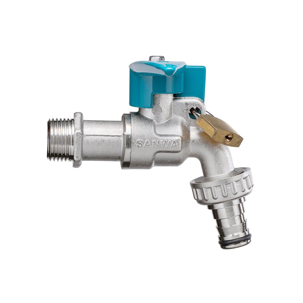 ก๊อกบอลสนาม&nbsp;กุญแจ&nbsp;SANWA&nbsp;1/2 นิ้ว สีฟ้าน้ำทะเล