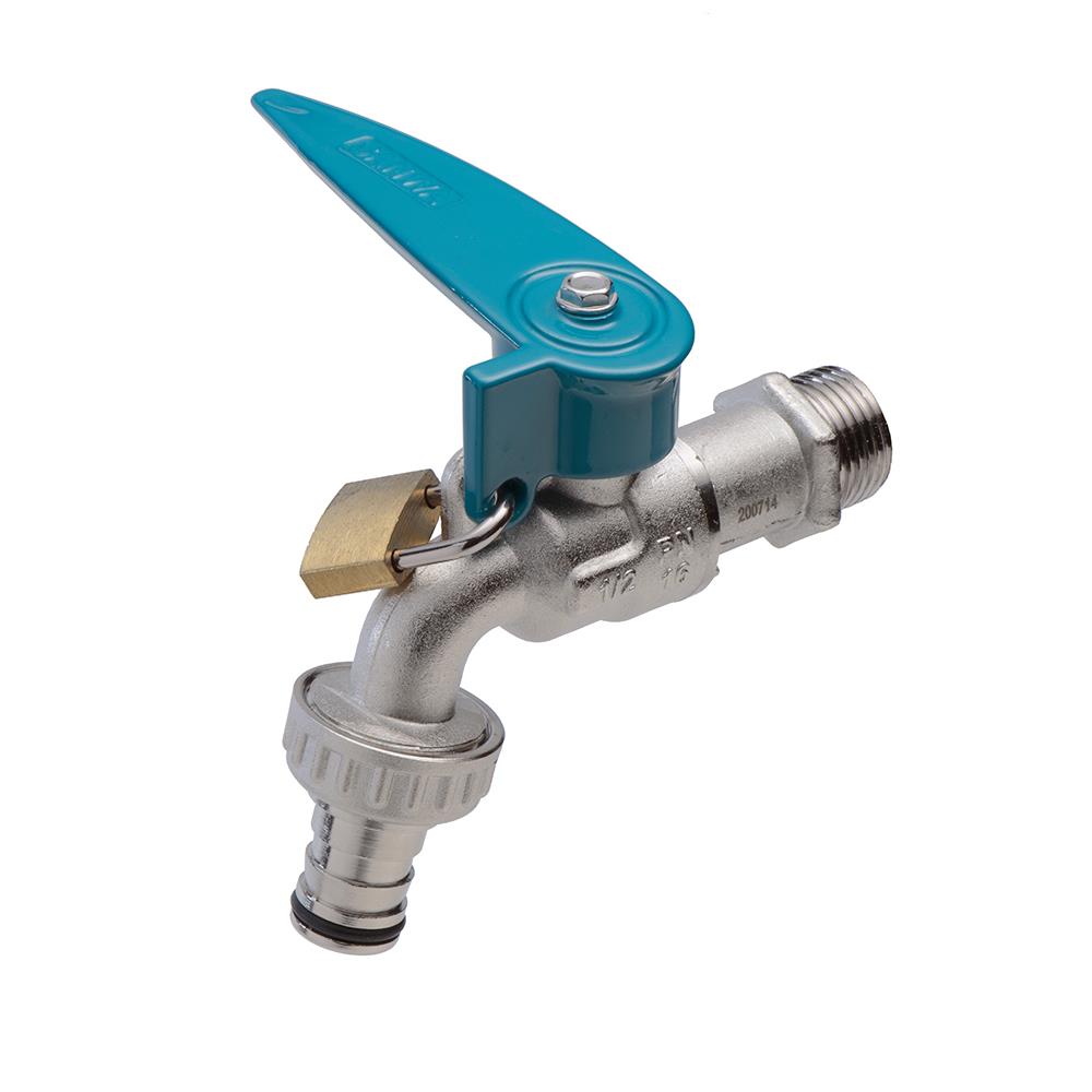 ก๊อกบอลสนาม&nbsp;กุญแจ&nbsp;SANWA&nbsp;1/2 นิ้ว สีฟ้าน้ำทะเล