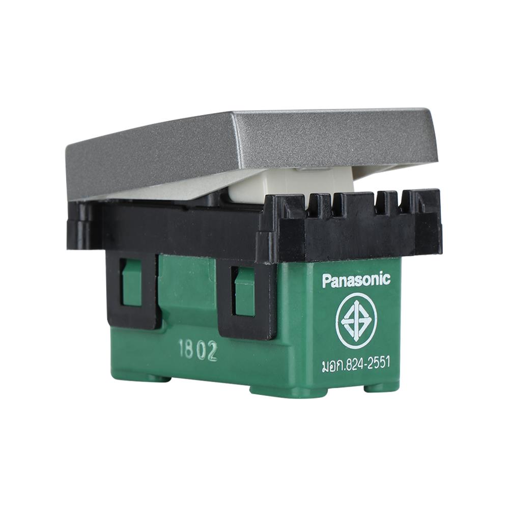 สวิตช์ 1 ทาง PANASONIC WEG5521 MH ขนาด 1.5 ช่องสีเทาดำ