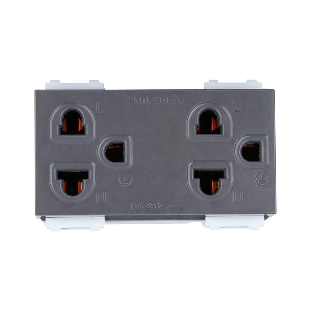 เต้ารับคู่ 3 ขา มีม่านนิรภัย PANASONIC WEG15829H สีเทา