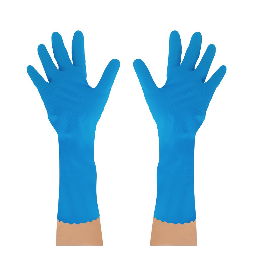 ถุงมือยาง POLY-BRITE COMFORT SIZE M สีฟ้า