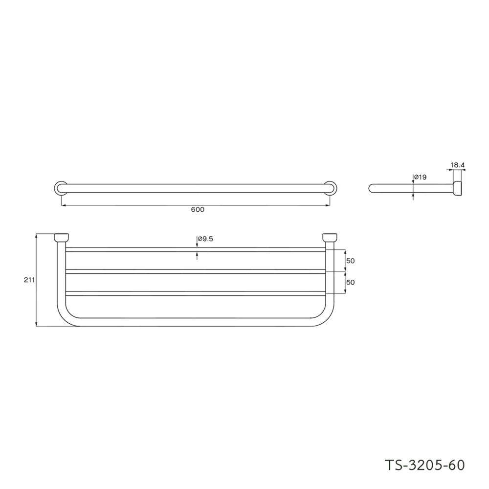 ราวแขวนผ้า WS TS-3205-60 สีสเตนเลส