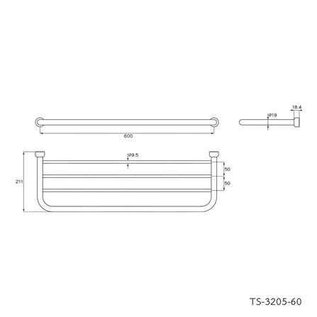 ราวแขวนผ้า WS TS-3205-60 สีสเตนเลส_2