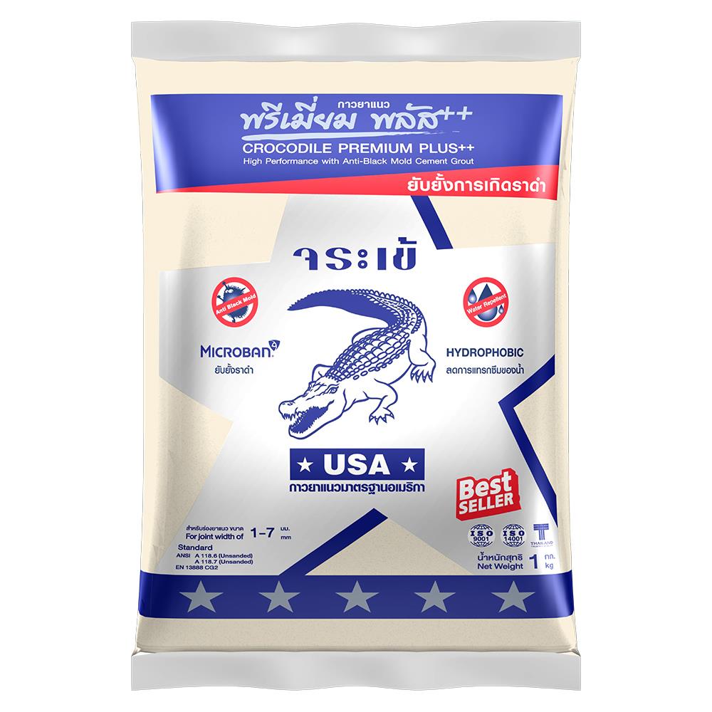 กาวยาแนว จระเข้ พรีเมี่ยม พลัส 1 กก. สีครีมงาช้าง