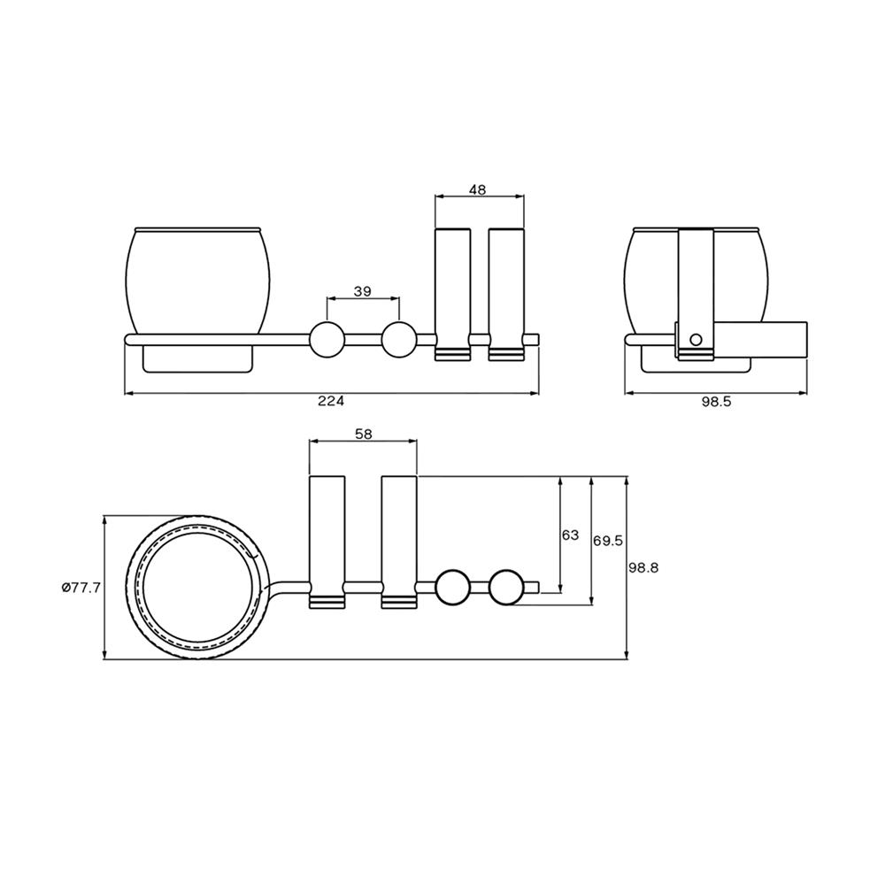 ที่ใส่แปรงสีฟันพร้อมแก้ว WS ZS-5009 สเตนเลส