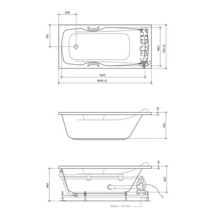 อ่างอาบน้ำ CRISTINA OZ-PA160075 BT 160 ซม. สีขาว_3