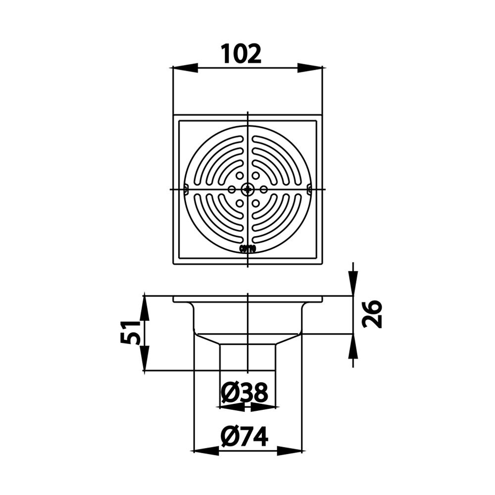 ตะแกรงกันกลิ่นเหลี่ยม COTTO CT640Z2P(HM) 4 นิ้ว