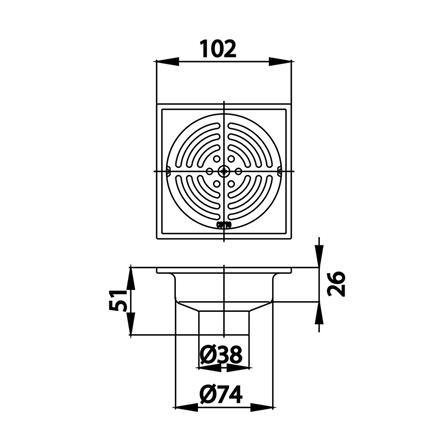 ตะแกรงกันกลิ่นเหลี่ยม COTTO CT640Z2P(HM) 4 นิ้ว_1