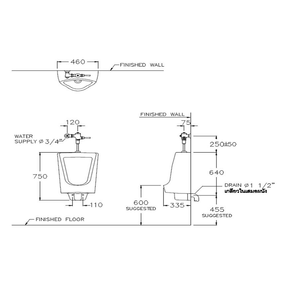 โถปัสสาวะชาย COTTO C3010 สีขาว