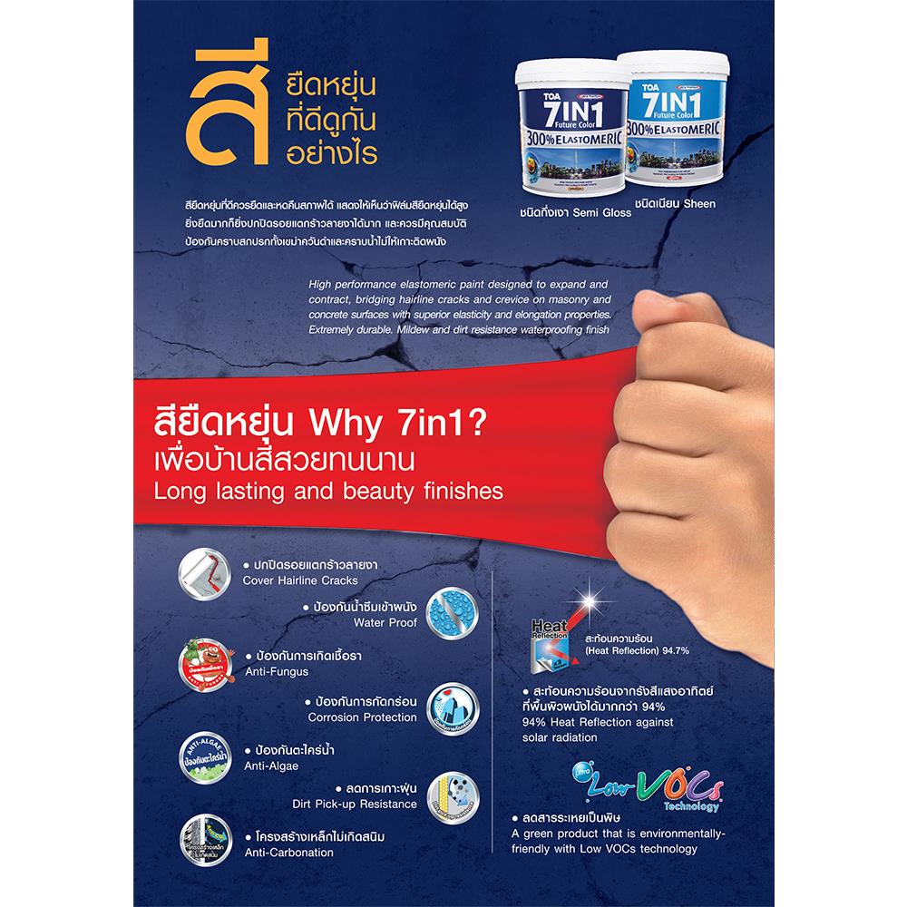 สีน้ำทาภายนอก TOA 7 IN 1 BASE A กึ่งเงา 10 ลิตร
