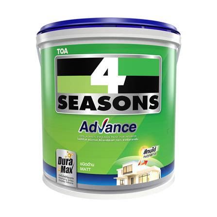 สีน้ำทาภายใน ชนิดด้าน TOA 4 SEASONS ADVANCE BASE A สีขาว 1 แกลลอน_0