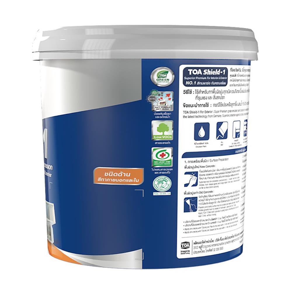 สีน้ำทาภายนอก ชนิดด้าน TOA SHIELD-1 BASE D 2.5 แกลลอน