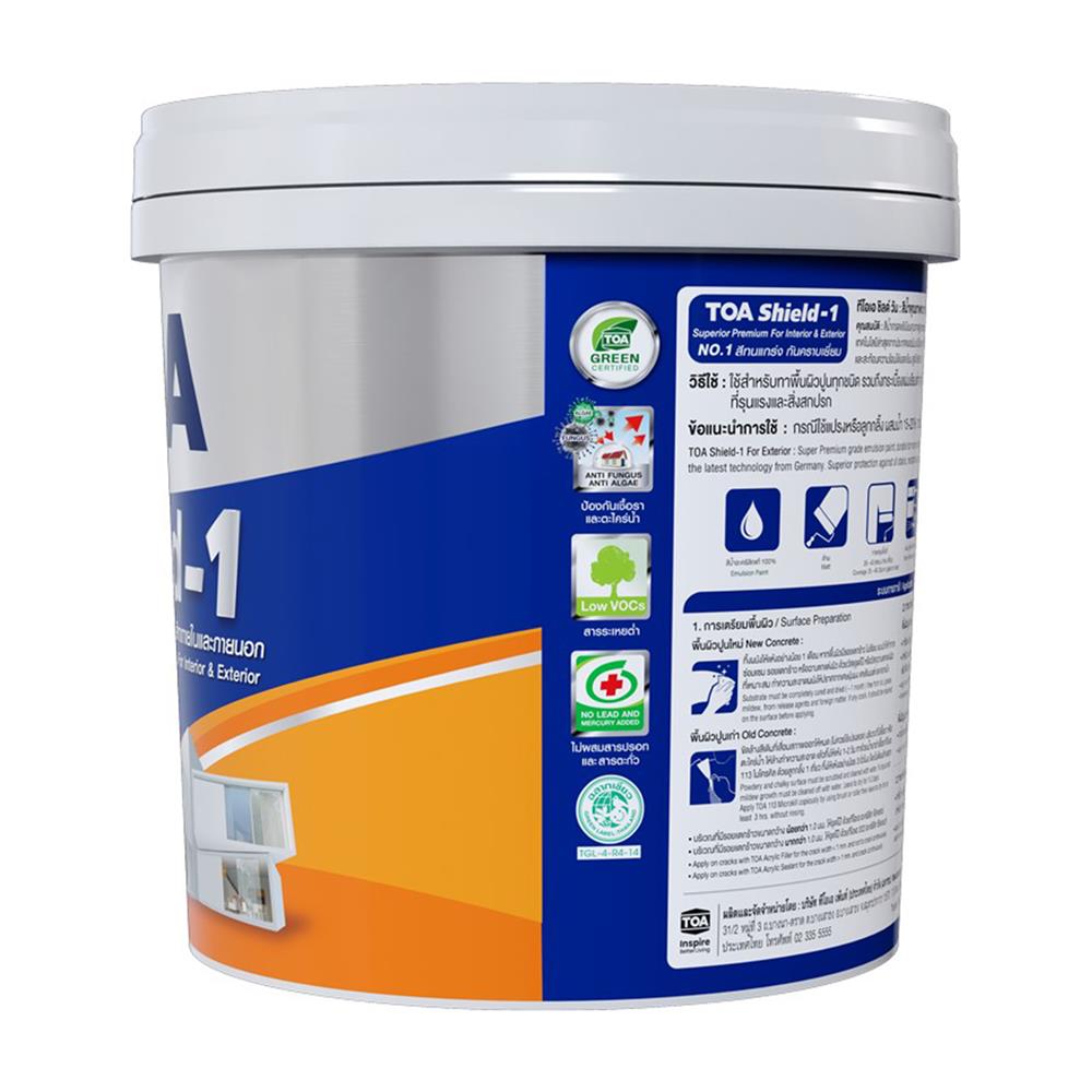 สีน้ำทาภายนอก ชนิด้าน TOA SHIELD-1 BASE B สีขาว 2.5 แกลลอน