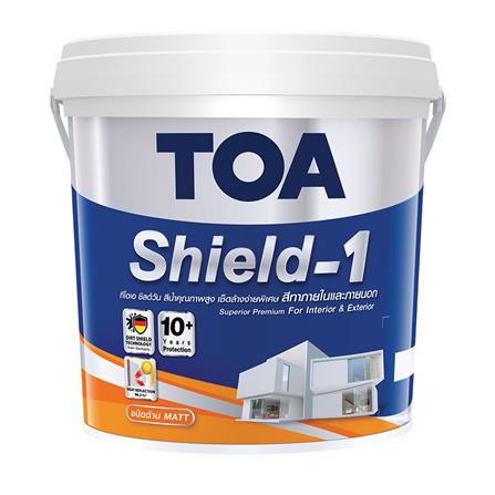 สีน้ำทาภายนอก ชนิดด้าน TOA SHIELD-1 BASE A สีขาว 2.5 แกลลอน_0