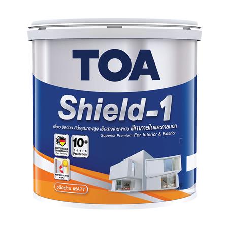 สีน้ำทาภายนอก ชนิดด้าน TOA SHIELD-1 BASE A สีขาว 1 แกลลอน