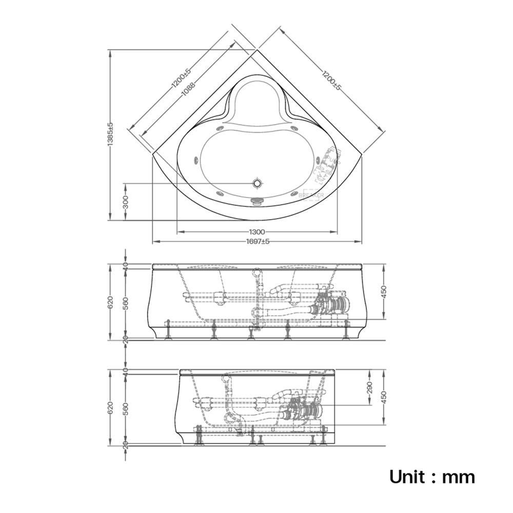 อ่างน้ำวนอัดอากาศ CRISTINA CT-9931 FWA 120 ซม.