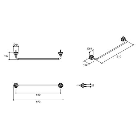 ราวแขวนผ้า KOHLER K-12151 สีโครม_1