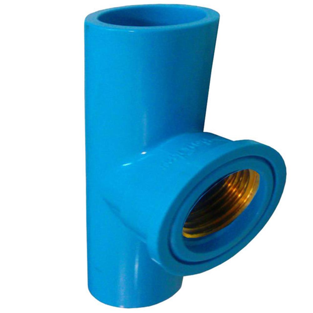 สามทางเกลียวในทองเหลือง ท่อน้ำไทย 3/4" สีฟ้า