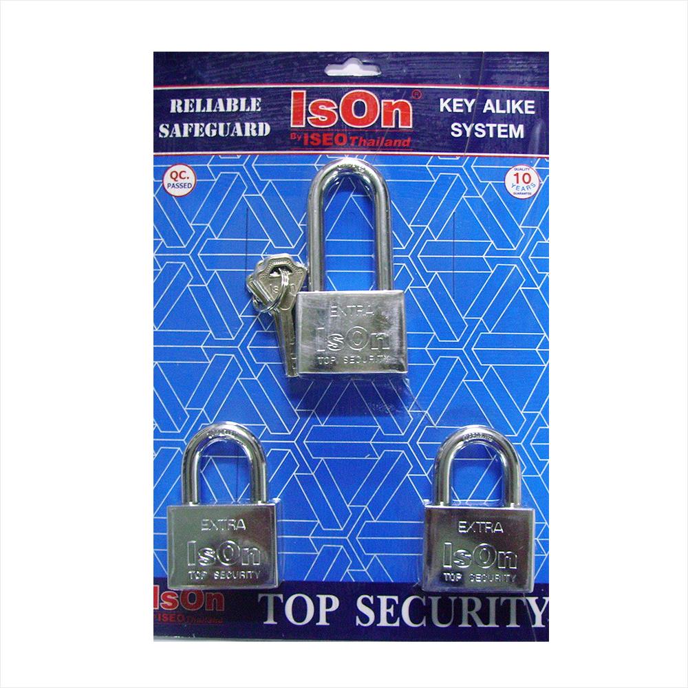 กุญแจคีย์อะไลก์ ISON 877CP 40 มม. สีสเตนเลส (ชุด 3 ตัว) คละแบบ
