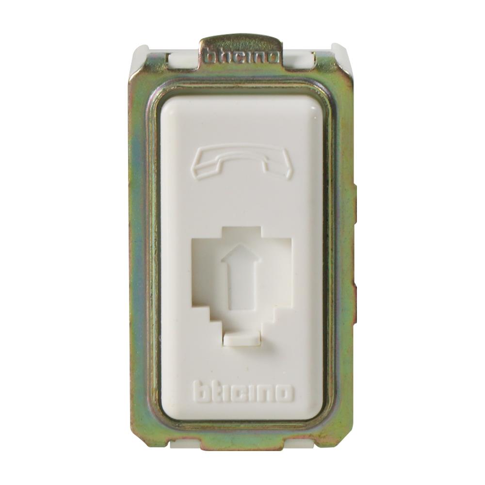 เต้ารับโทรศัพท์ BTICINO 6P/4C SM9021 M/4 สีขาว